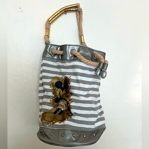 Disney - Silver and White Striped Women's Bag